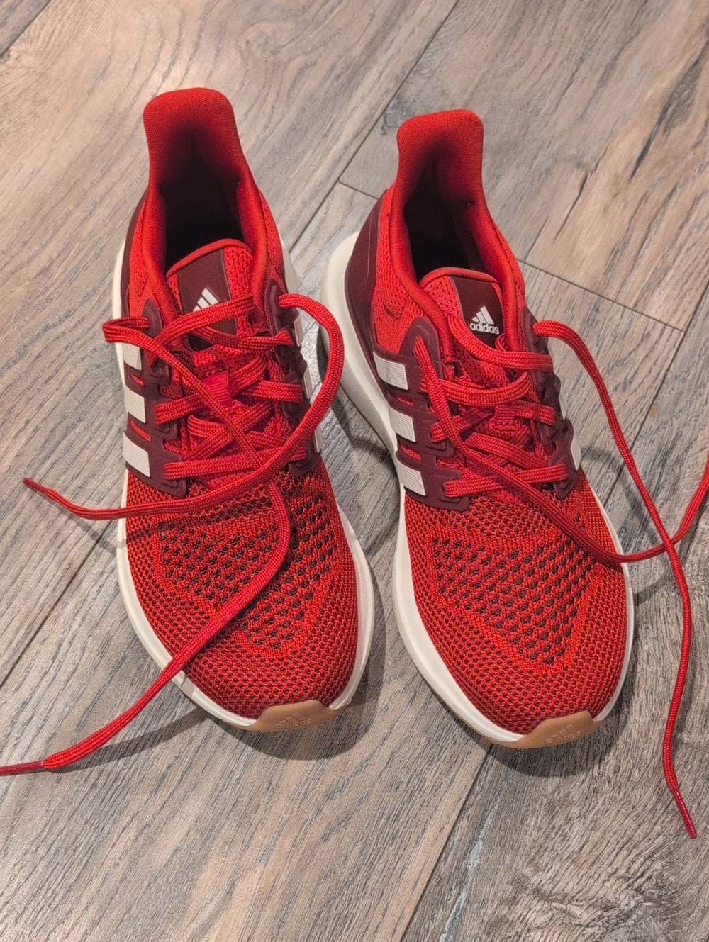 adidas Red Mesh Runner with White Stripes